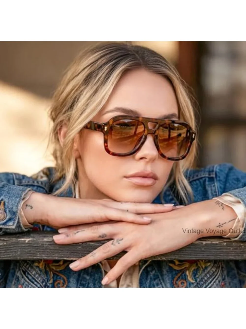 Retro Thick Aviator Sunglasses Oversized Square Pilot Chunky Shades